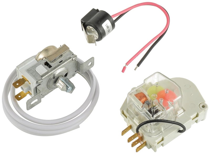 BOSHCHEN Upgraded 2198202 Cold Control Thermostat W10822278 Defrost Timer W10225581 Bimetal Thermostat Refrigerator Defrost Complete Kit Replacement Exact Fit for Whirlpool Kenmore Refrigerators - Image 1